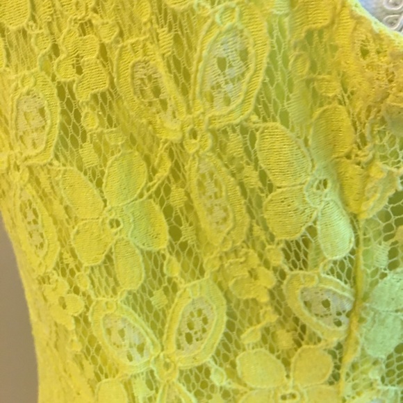 💛Bright Yellow Lace Cut Out Dress💛 - Picture 4 of 6